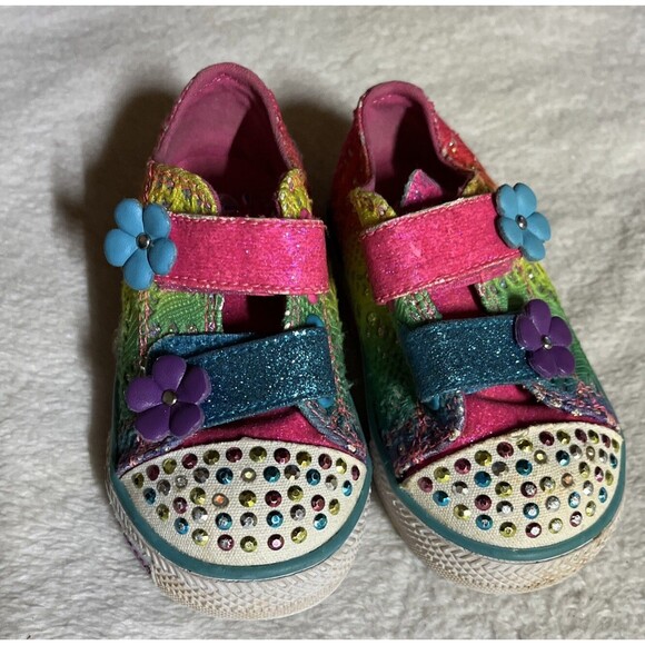 Twinkle Toes Skechers Toddler Size 5 Glitter Hook Loop Light-Up Shoes - Picture 3 of 9